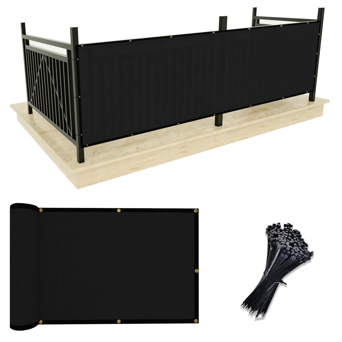 UPGRADE Balcony Privacy Screen 3' x 16' front view