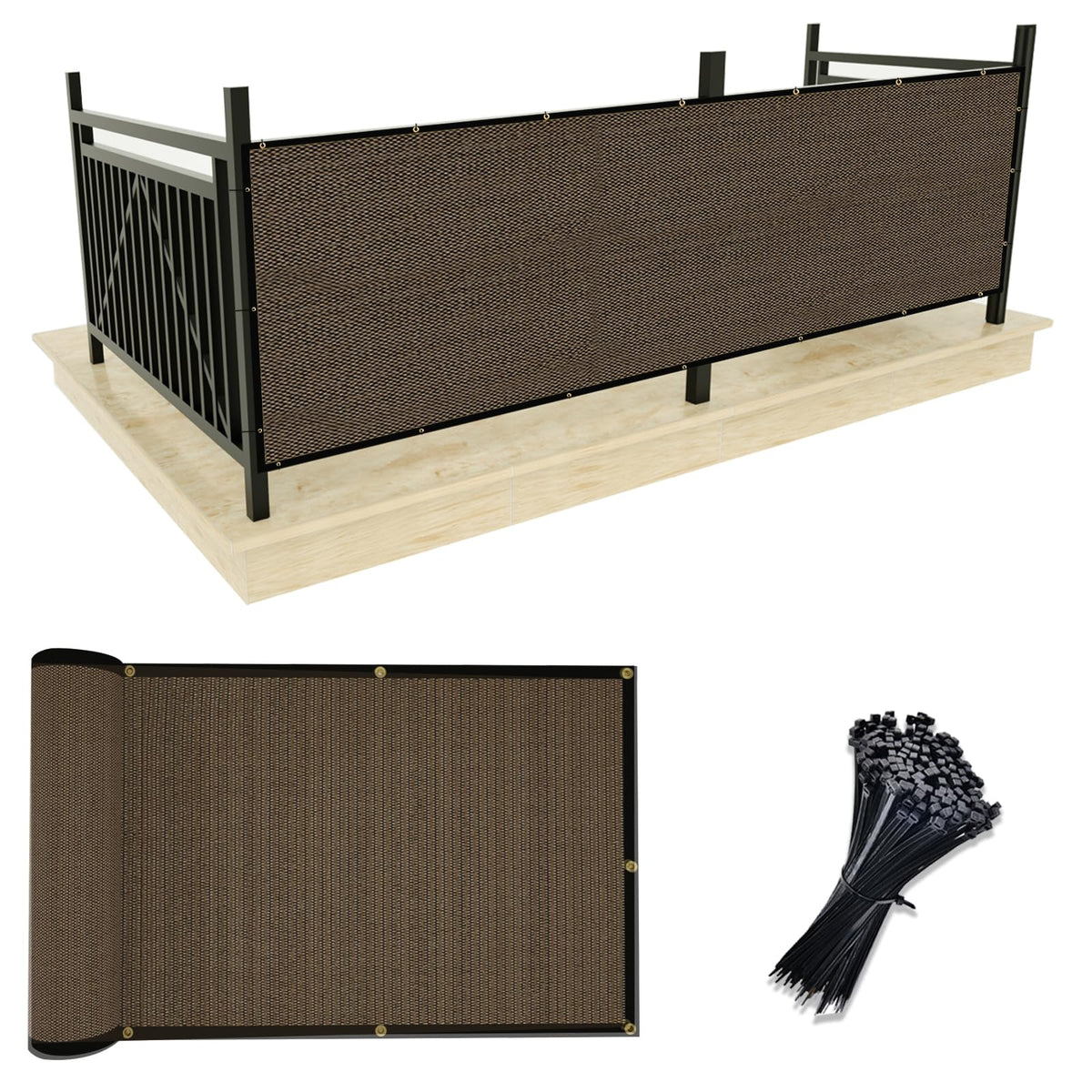 UPGRADE Privacy Screen 3' x 10' Mocha with grommets