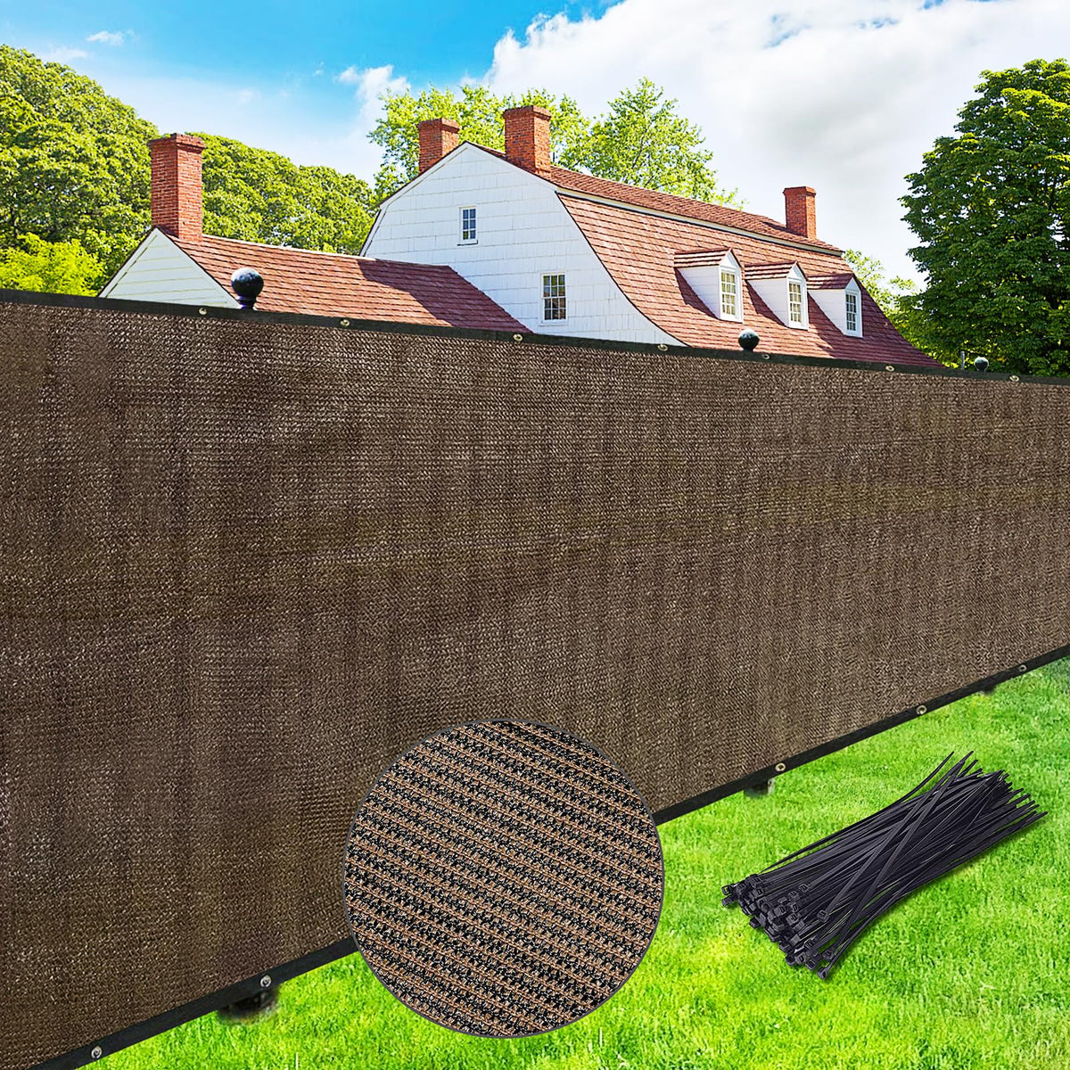 UPGRADE Privacy Screen 6' x 25' Mocha front view