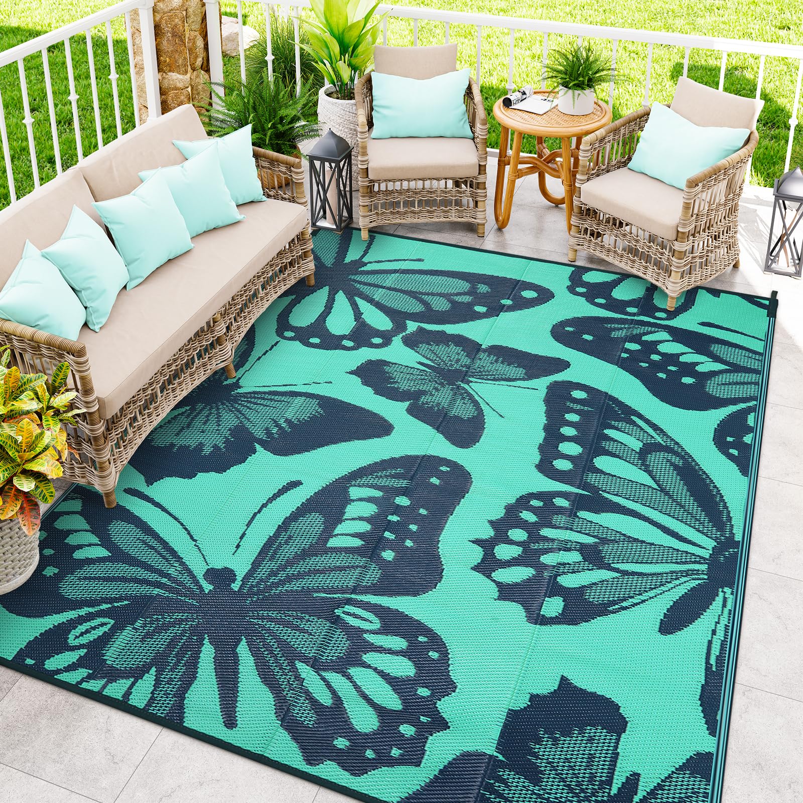 Uphome Outdoor Rug 8x10 ft during a picnic