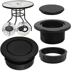 UpinFun Patio Table Umbrella Hole Ring Plug Set, three pieces in black