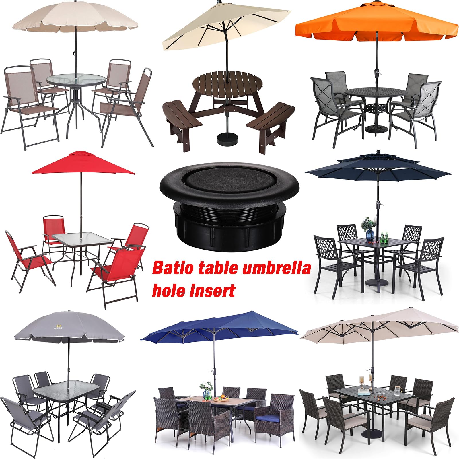 UpinFun table umbrella hole ring on wooden table