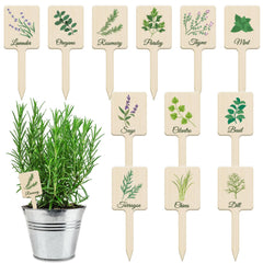 UPINS 24Pcs Acrylic Plant Labels featuring herb names in green