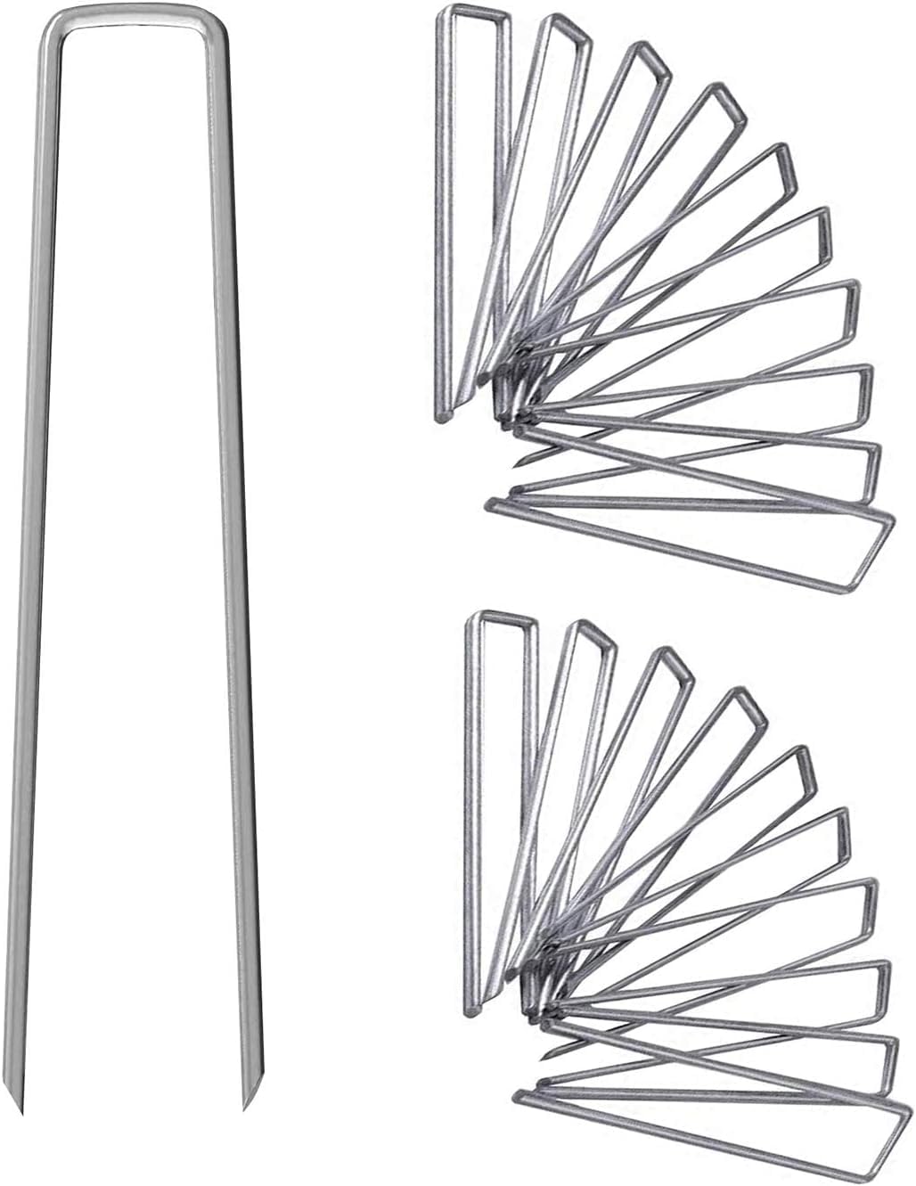 UPMCT 12 Inch Galvanized Garden Landscape Staples front view