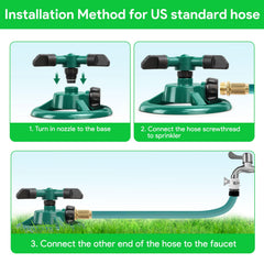 UPOFFICIS Yard Sprinkler in action watering a lawn
