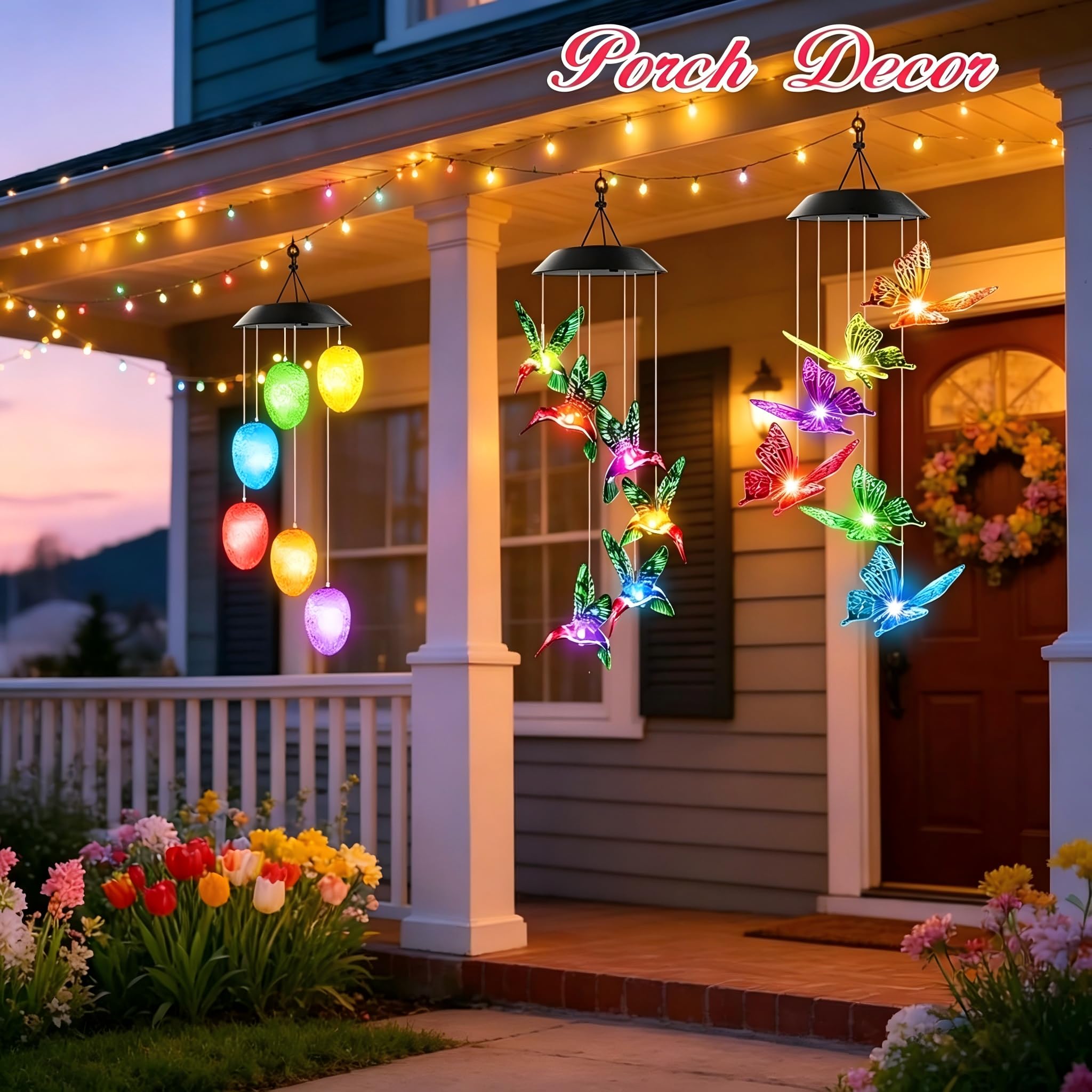 Upscale gift box of Winzwon solar hummingbird wind chimes