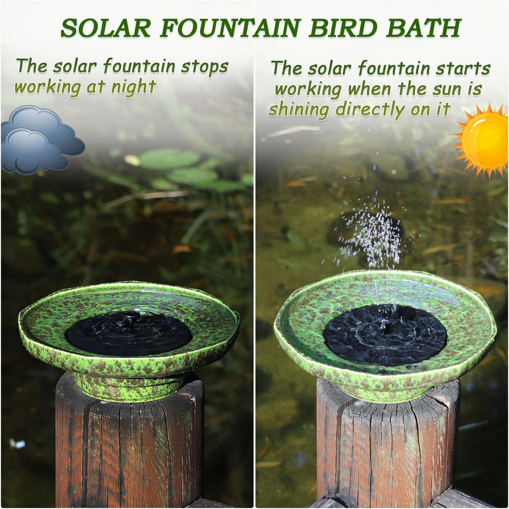 UPSJYJ ceramic bird bath with clean water and birds around