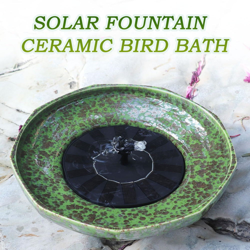 UPSJYJ solar ceramic bird bath displayed indoors as decoration