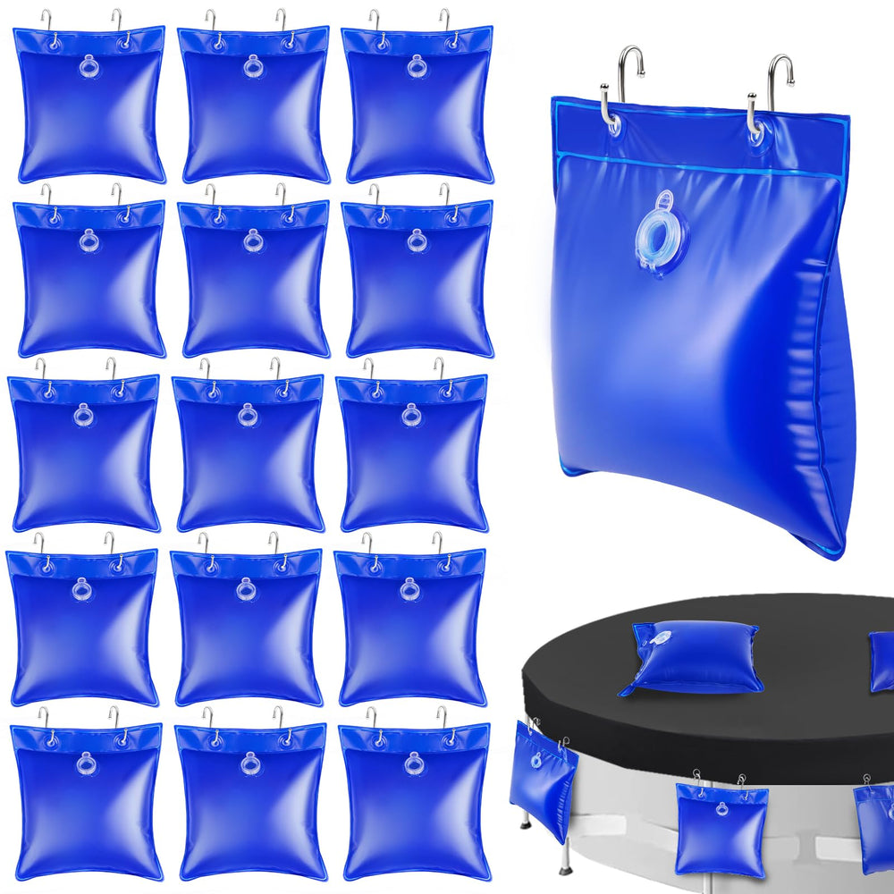 UQM 16 Pack Pool Cover Weights with Hooks, Blue
