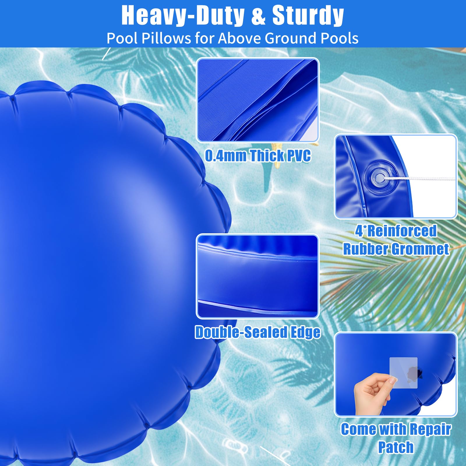 UQM 8FT pool pillow package contents, including ropes