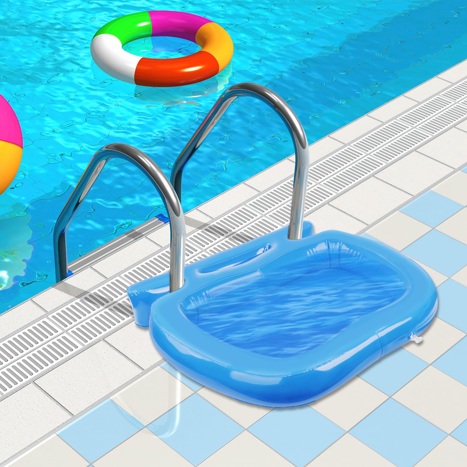 UQM Inflatable Pool Foot Bath Tray being used outdoors