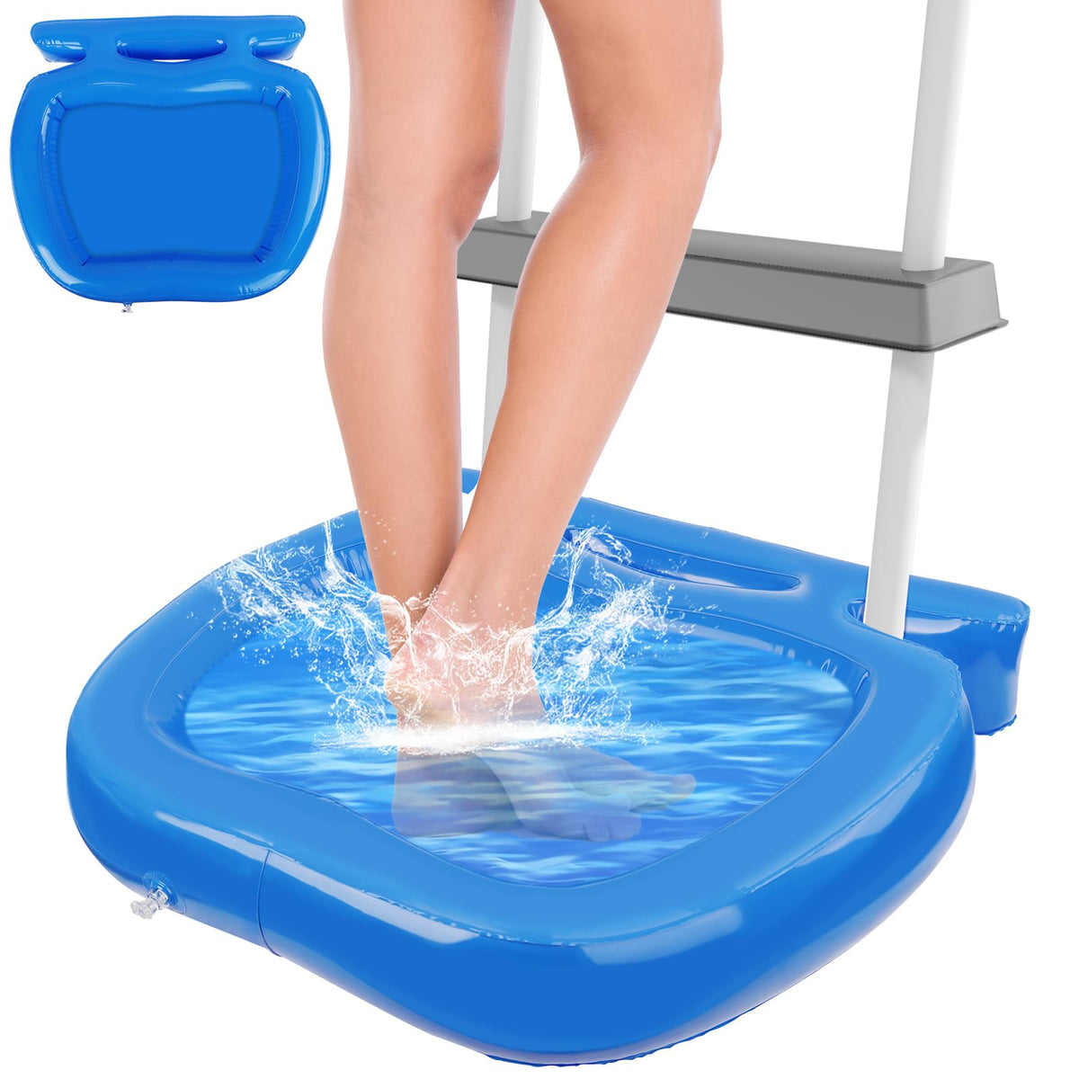 UQM Inflatable Pool Foot Bath Tray blue color front view
