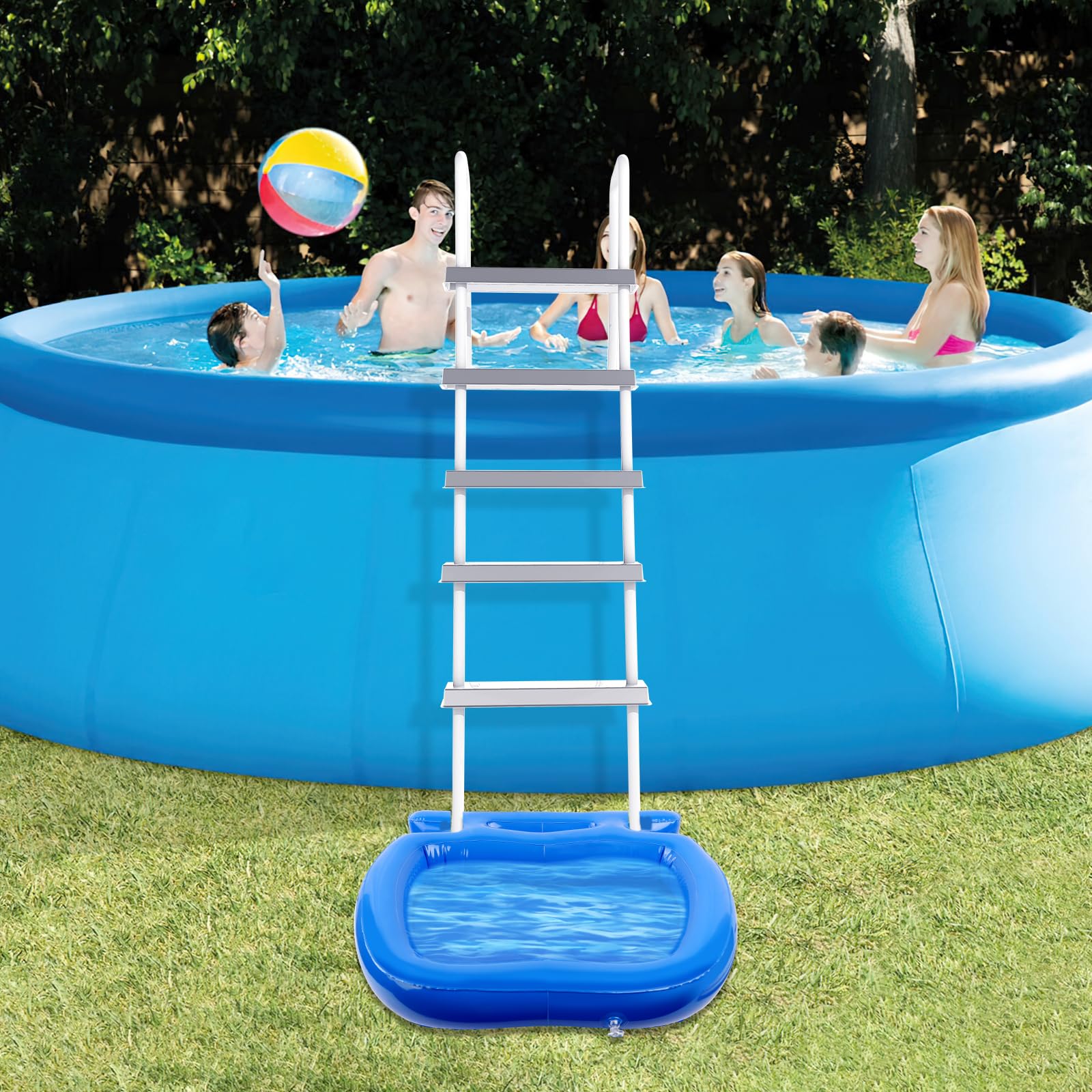 UQM Inflatable Pool Foot Bath Tray packaging with specifications