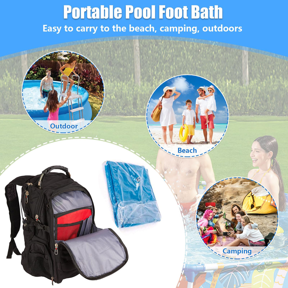 UQM Inflatable Pool Foot Bath Tray showing large capacity size