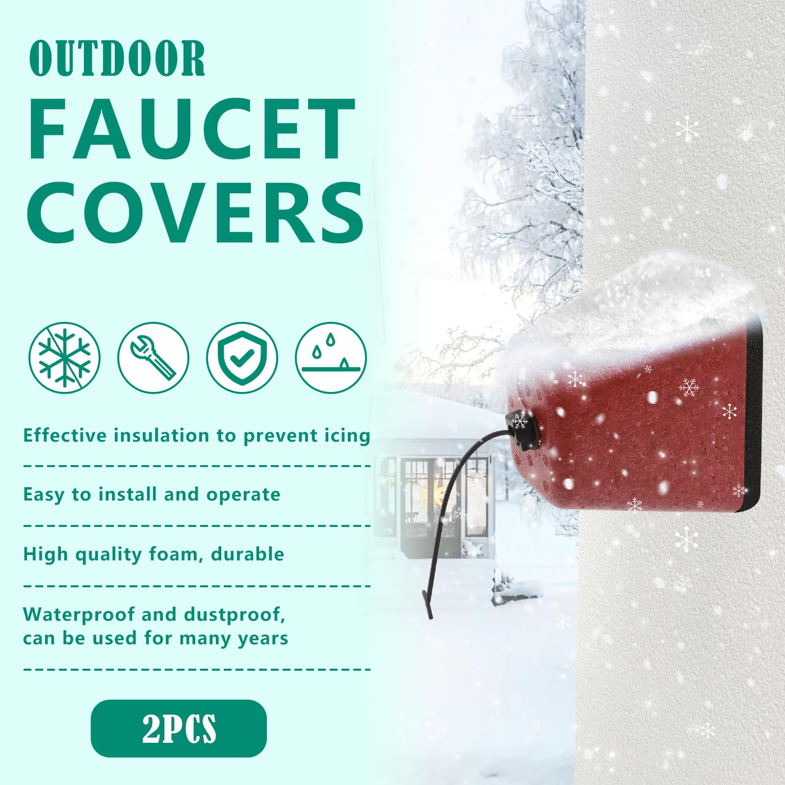 UQM Outdoor Faucet Cover Red Dimensions