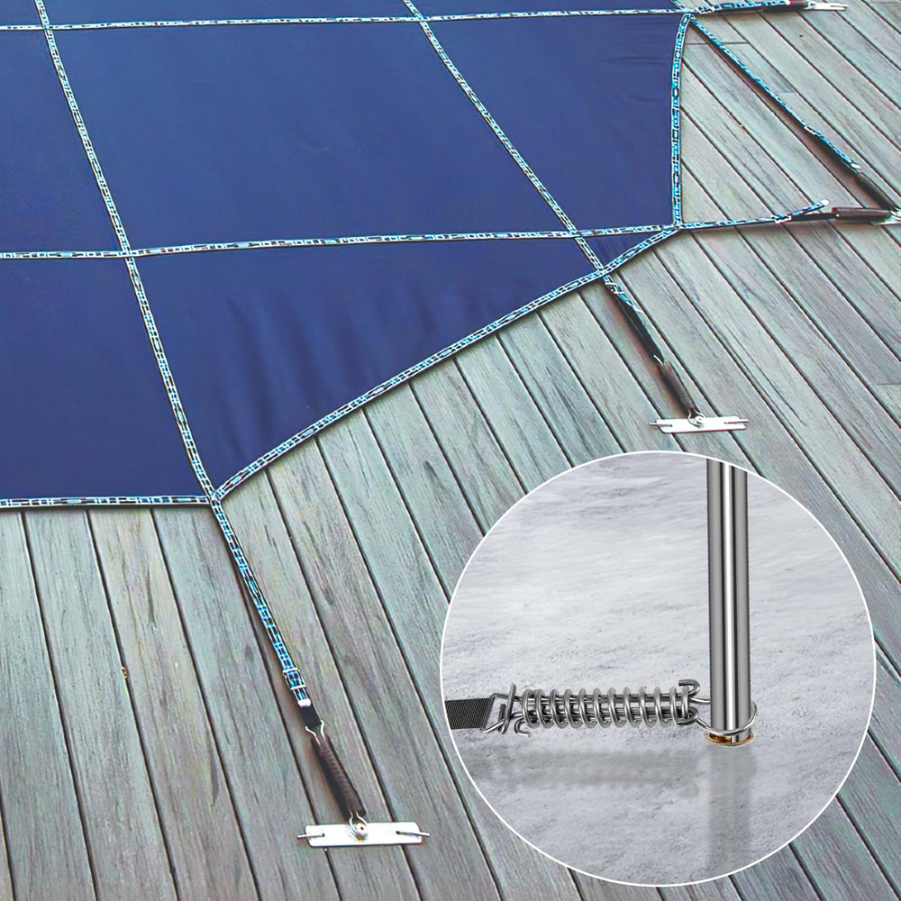 UQM Pool Cover Tool in action installing a pool cover