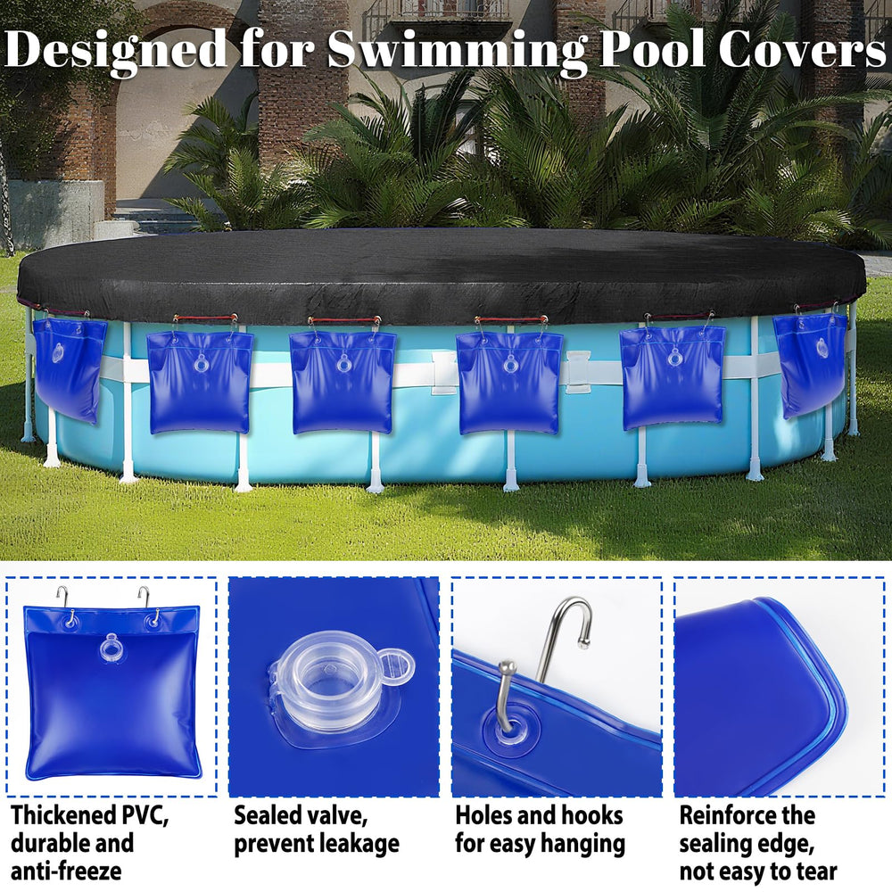 UQM pool cover weights installation on a pool cover