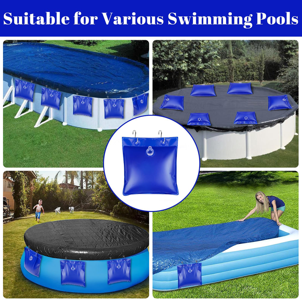 UQM pool cover weights showing durable PVC material