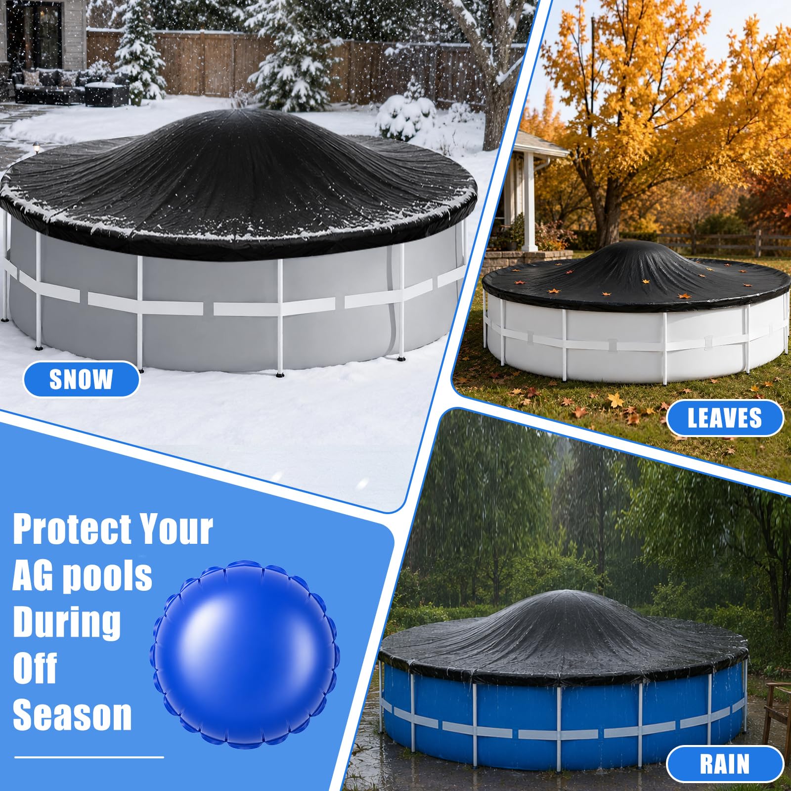 UQM pool pillow during winter in above ground pool