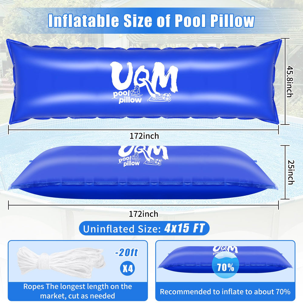 UQM Pool Pillows 4x15 ft double valve for easy inflation