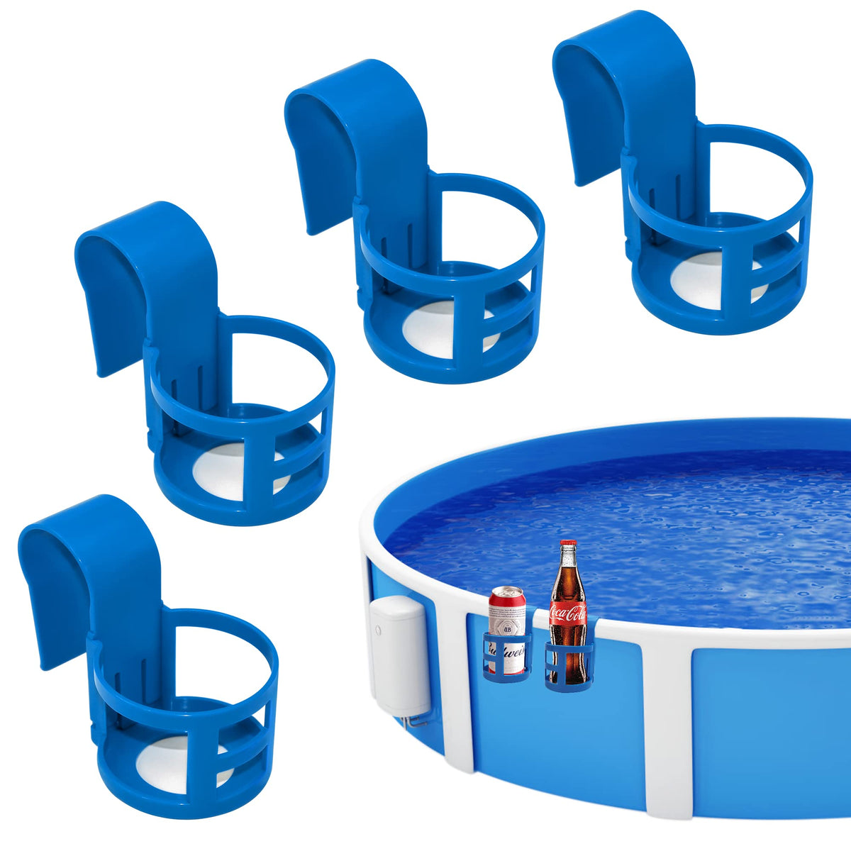 UQOOQFA Poolside Cup Holder Blue Round Pack of 4