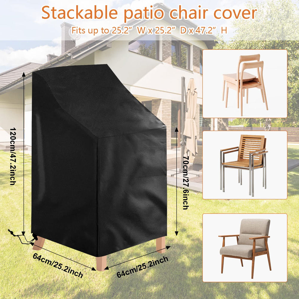 Uranshin Waterproof Stackable Chair Cover back view, black