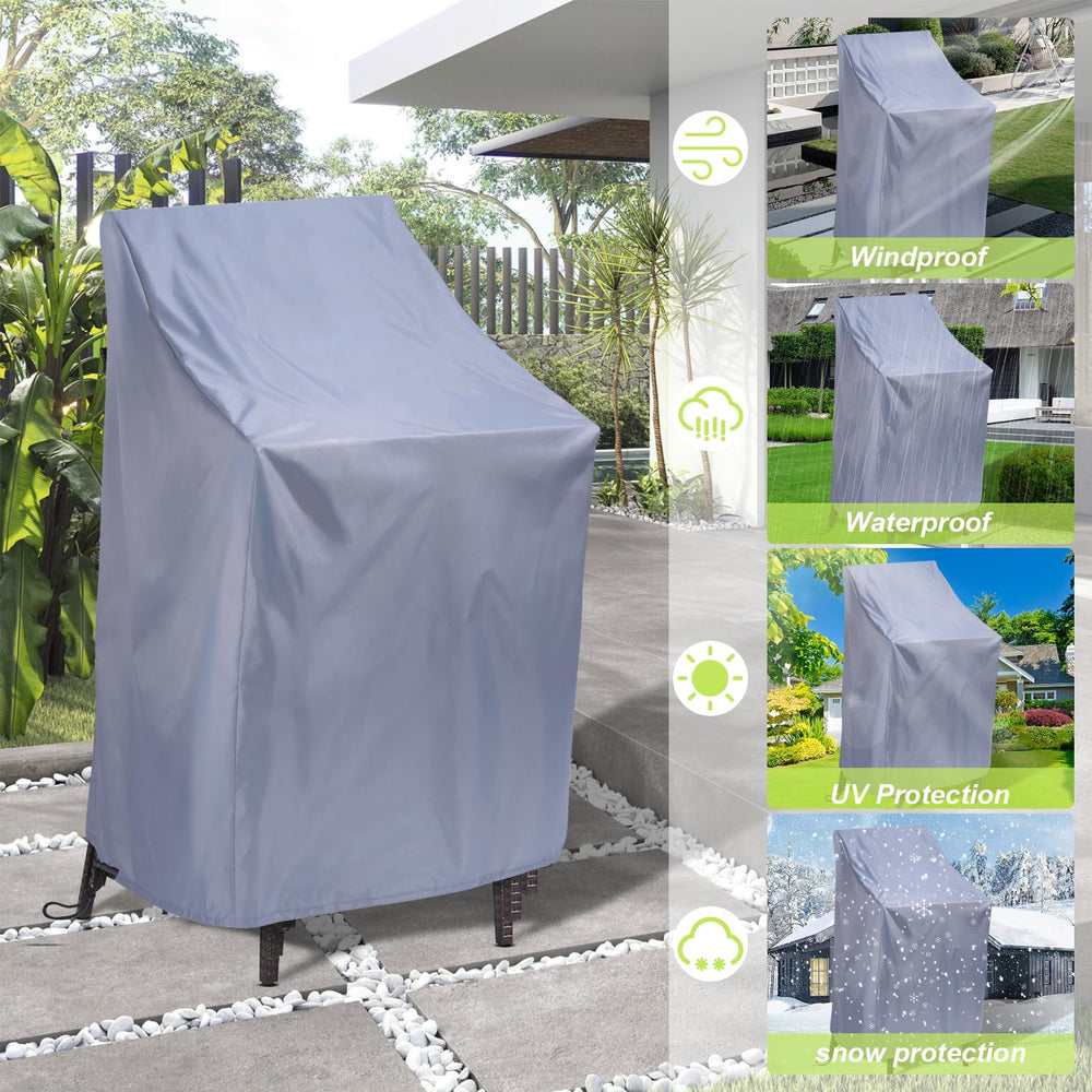Uranshin Waterproof Stackable Chair Cover dimensions displayed