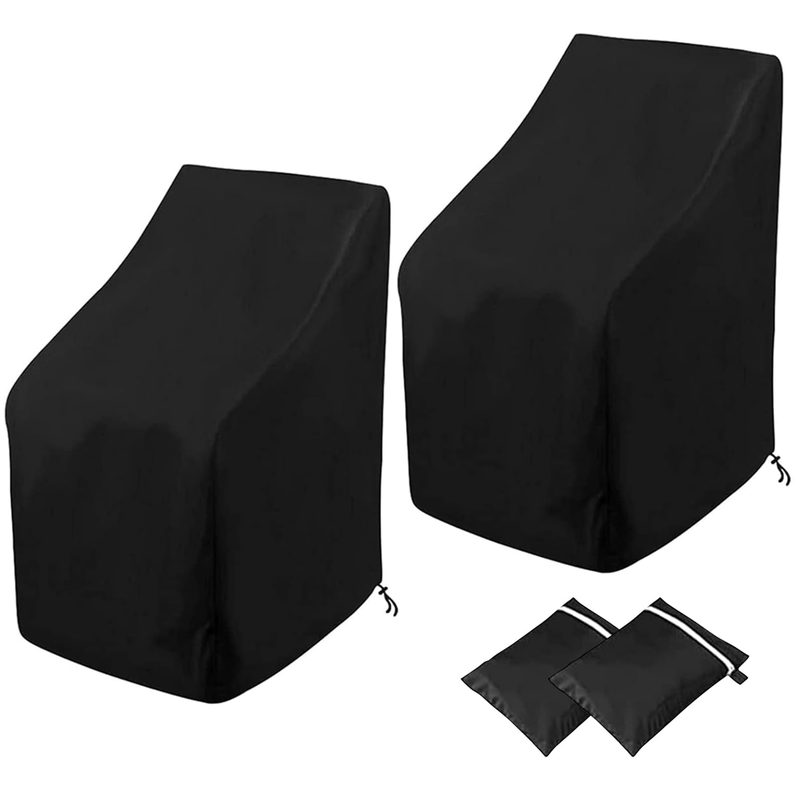 Uranshin Waterproof Stackable Chair Cover front view, black