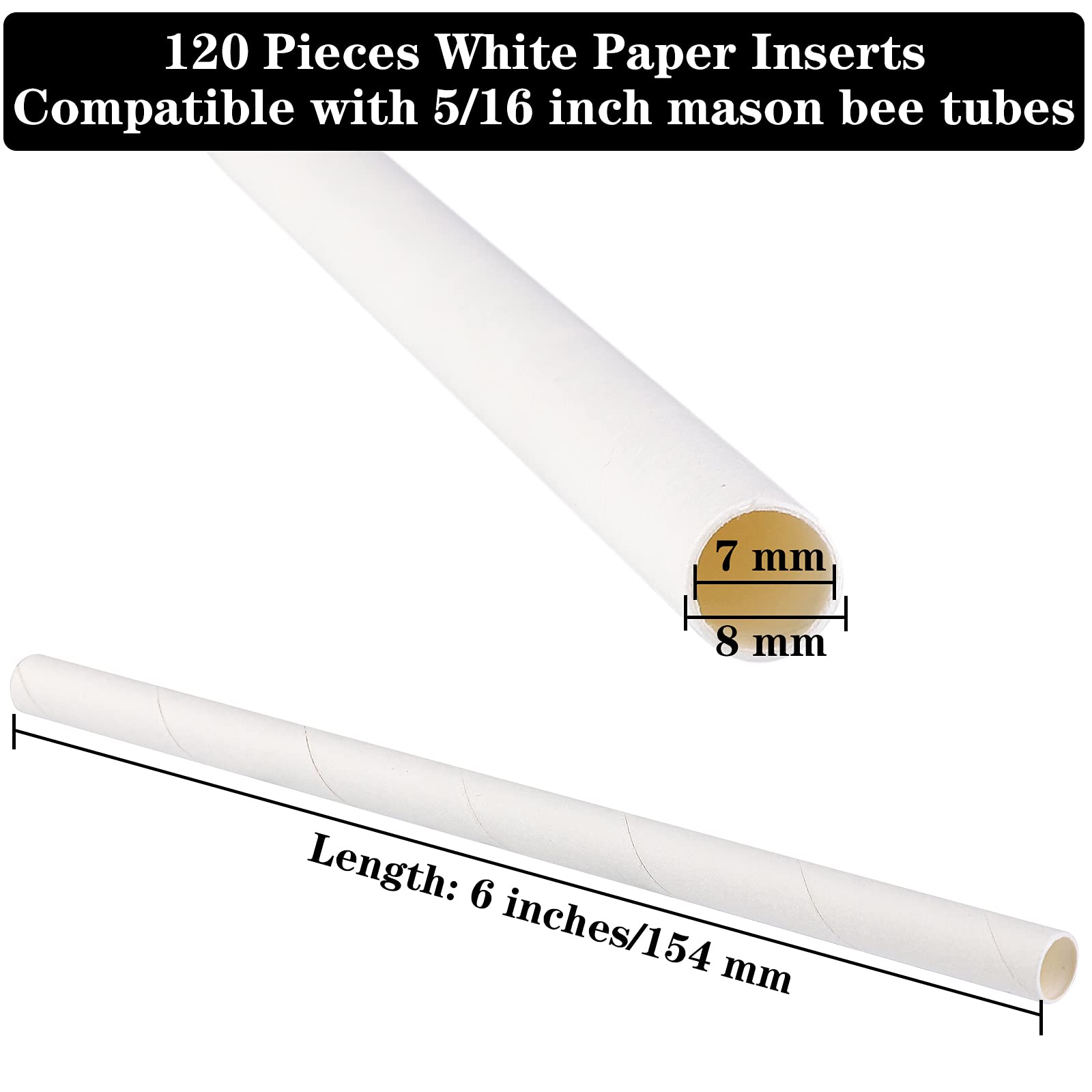 URATOT Mason Bee Paper Inserts 6 inches length