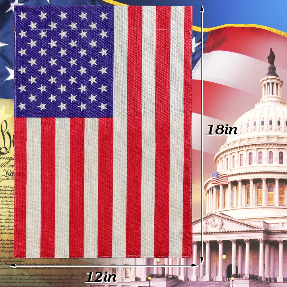 URSKYTOUS American Garden Flag displayed in garden