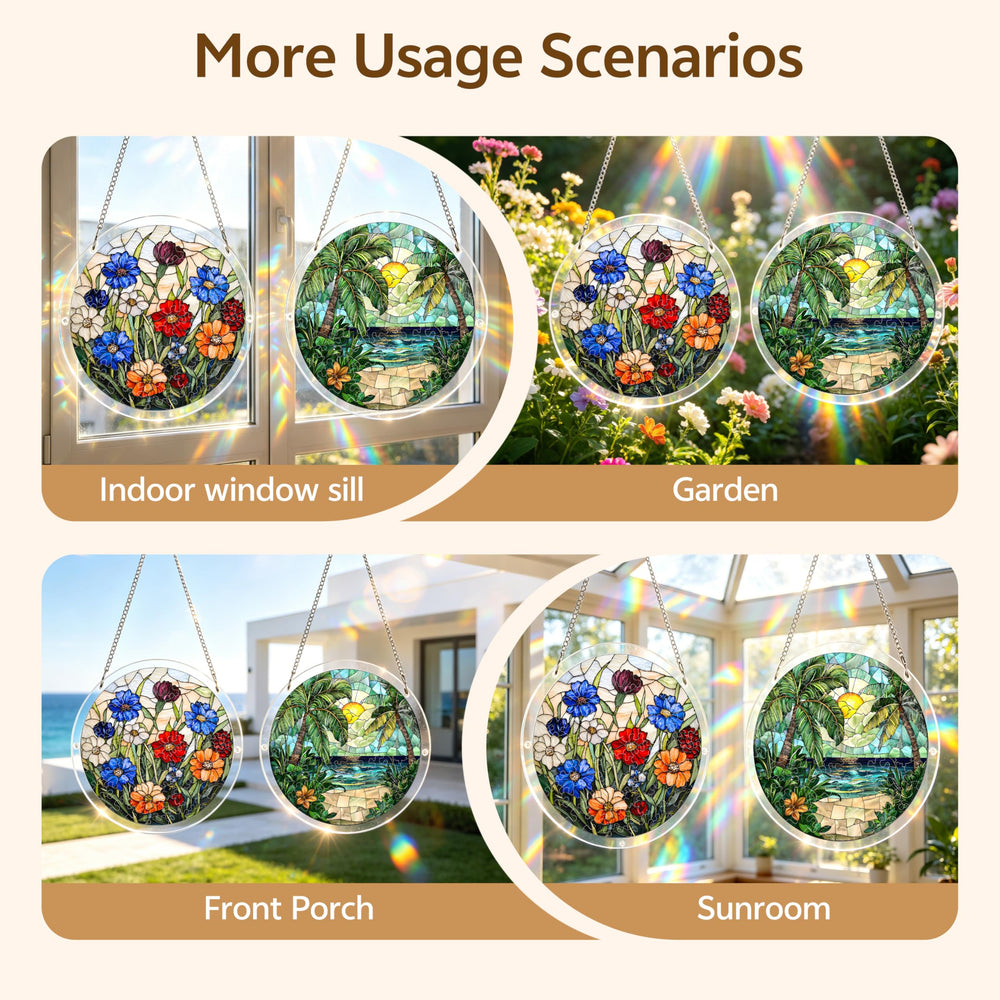 Urstand Acrylic Jigsaw Puzzle Suncatcher assembled and hanging