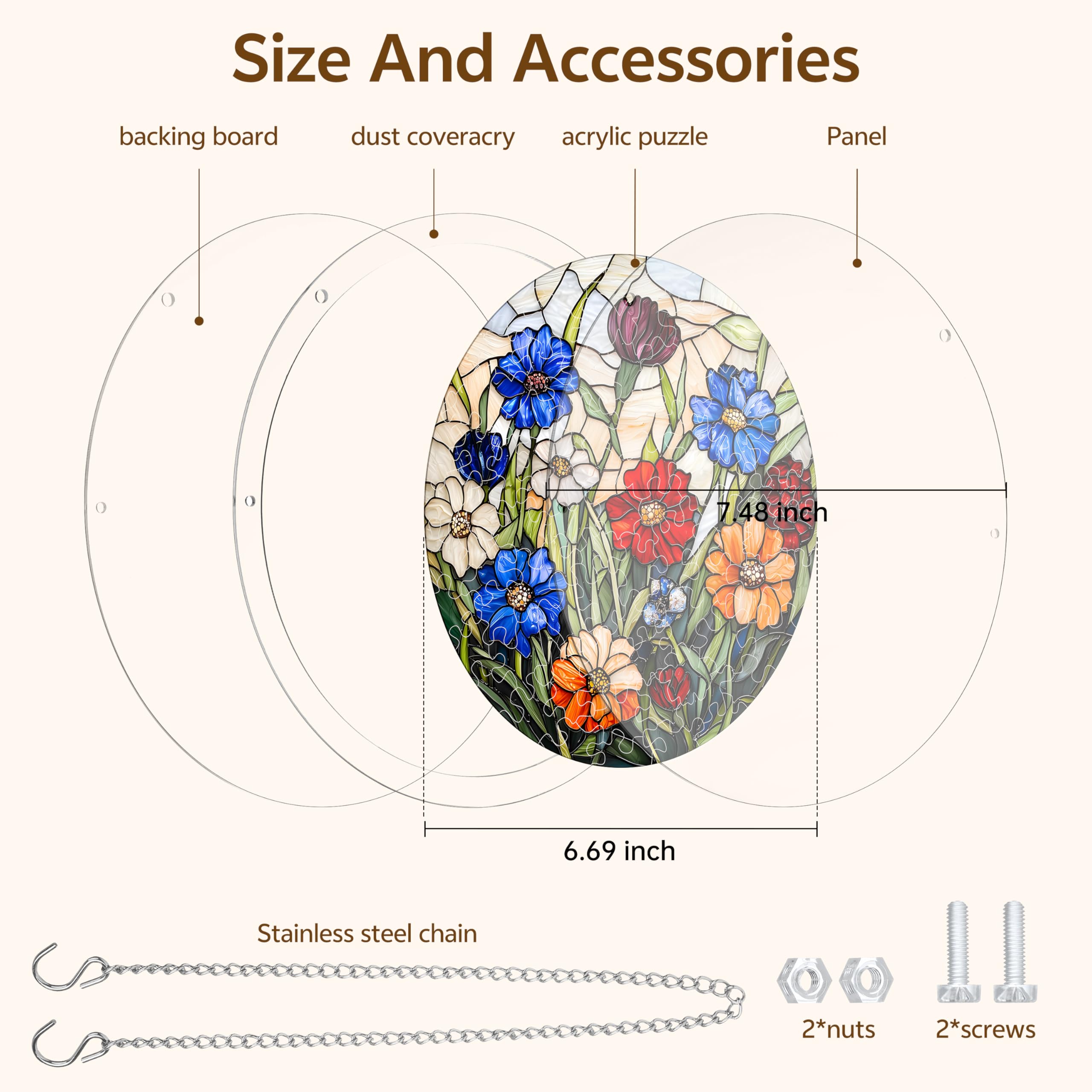 Urstand Acrylic Jigsaw Puzzle Suncatcher in a bright window