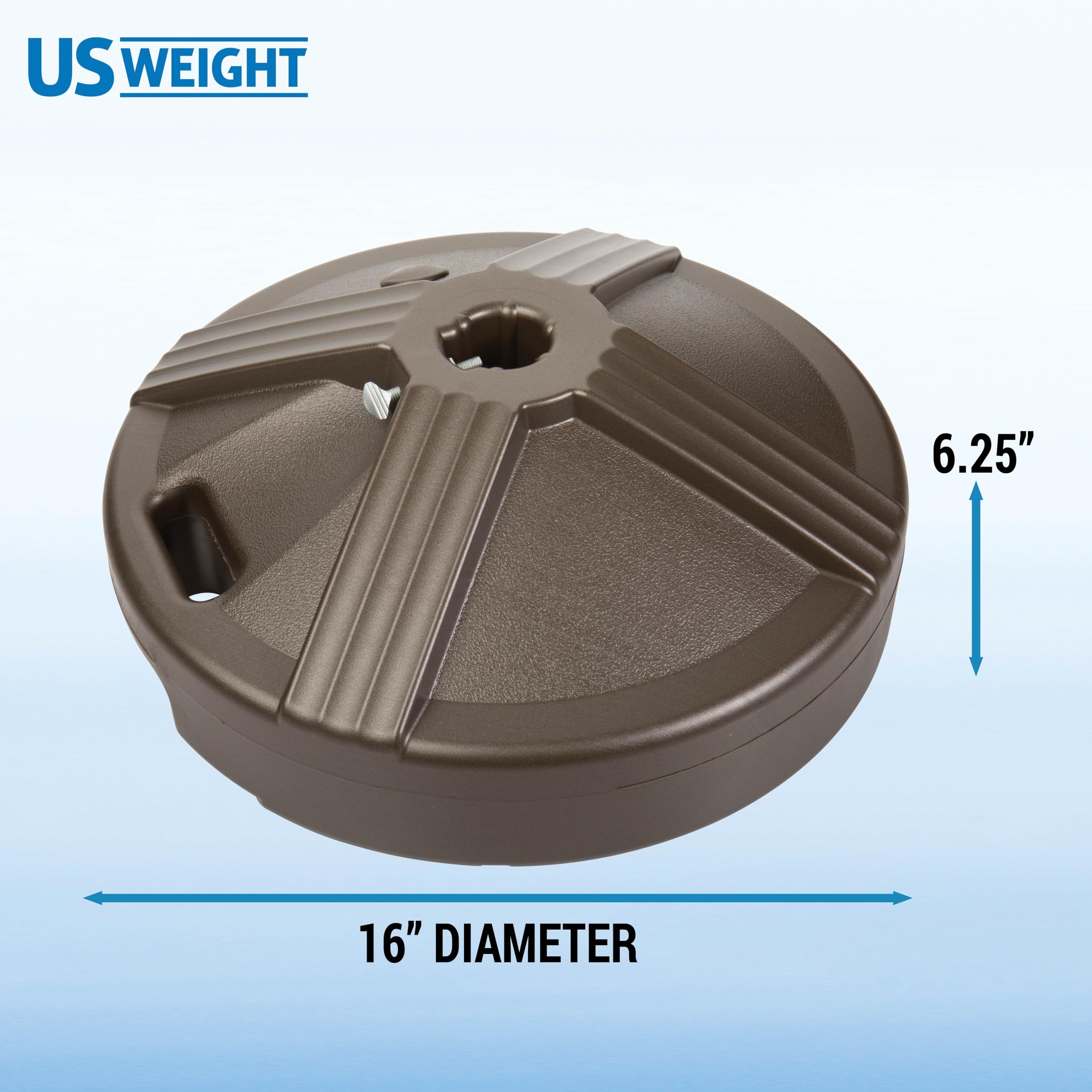 US Weight Umbrella Base filled with sand on a patio