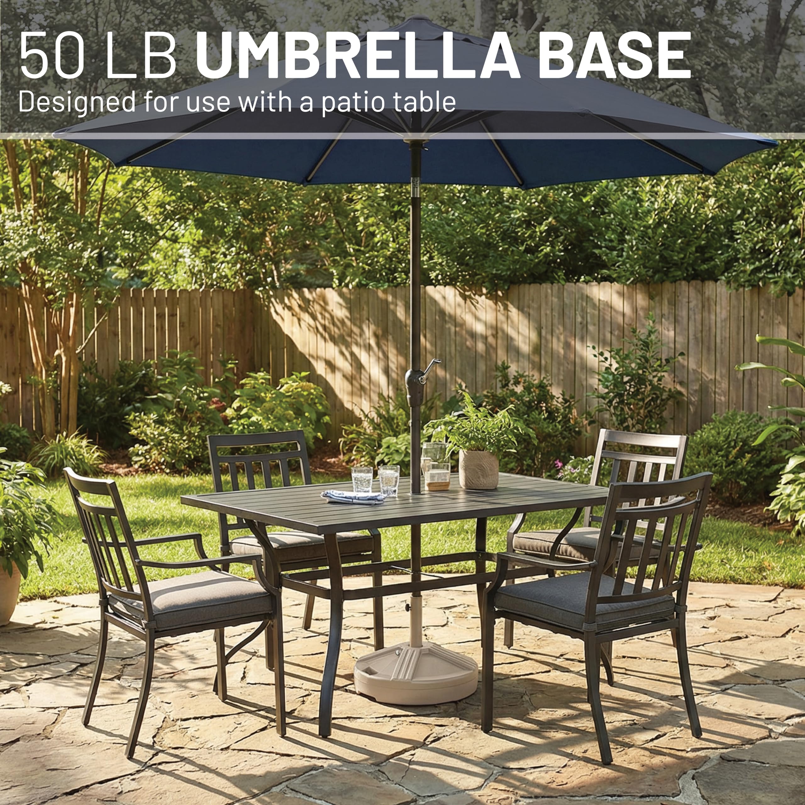 US Weight Umbrella Base in outdoor setting