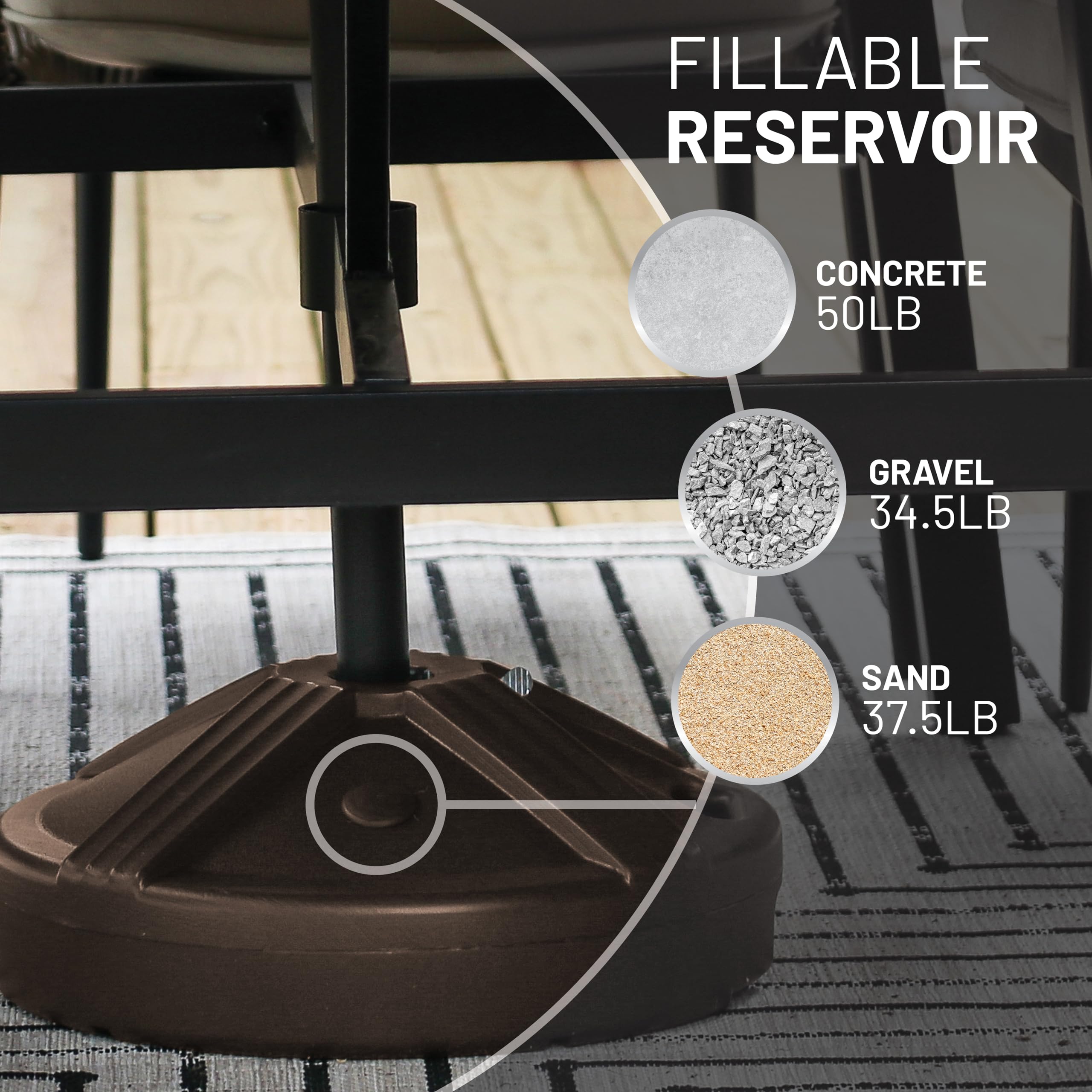 US Weight Umbrella Base side view showing compatibility