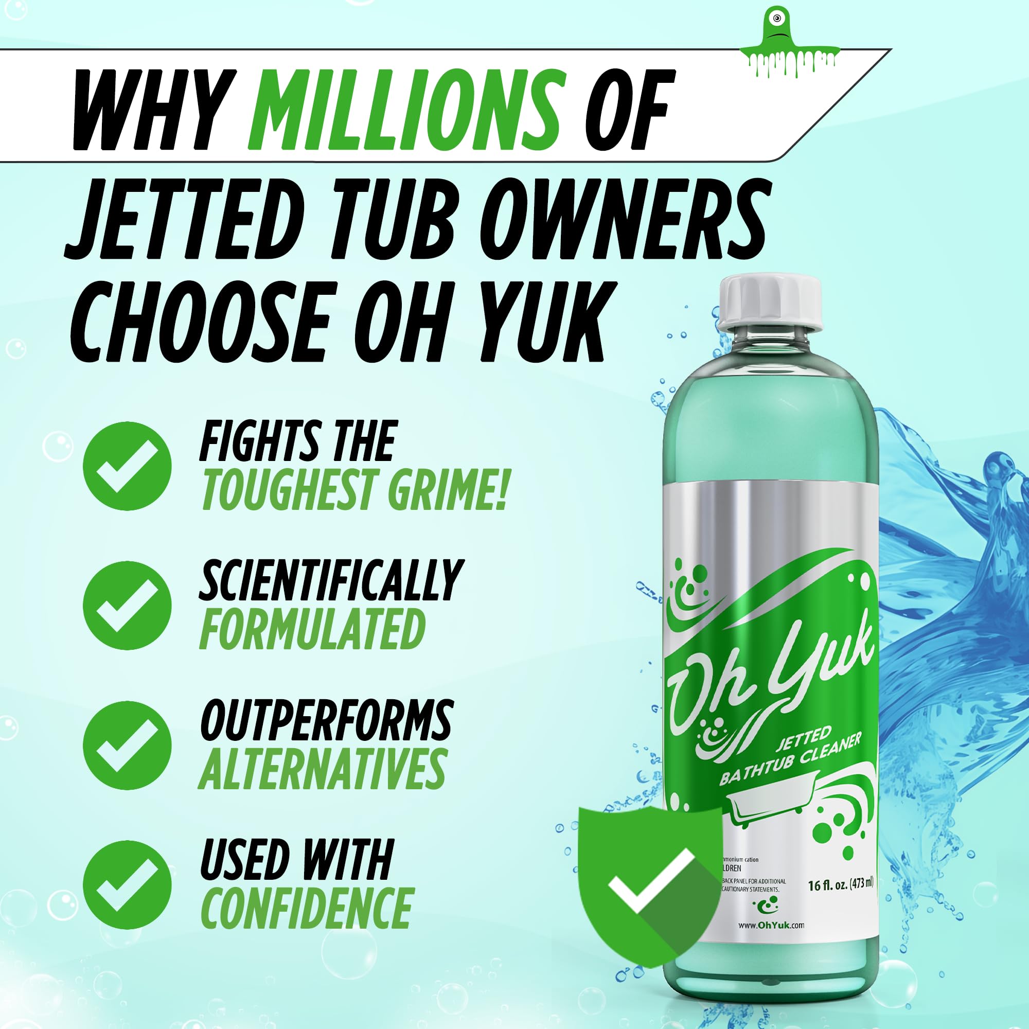 Usage instructions for Oh Yuk Jetted Tub Cleaner