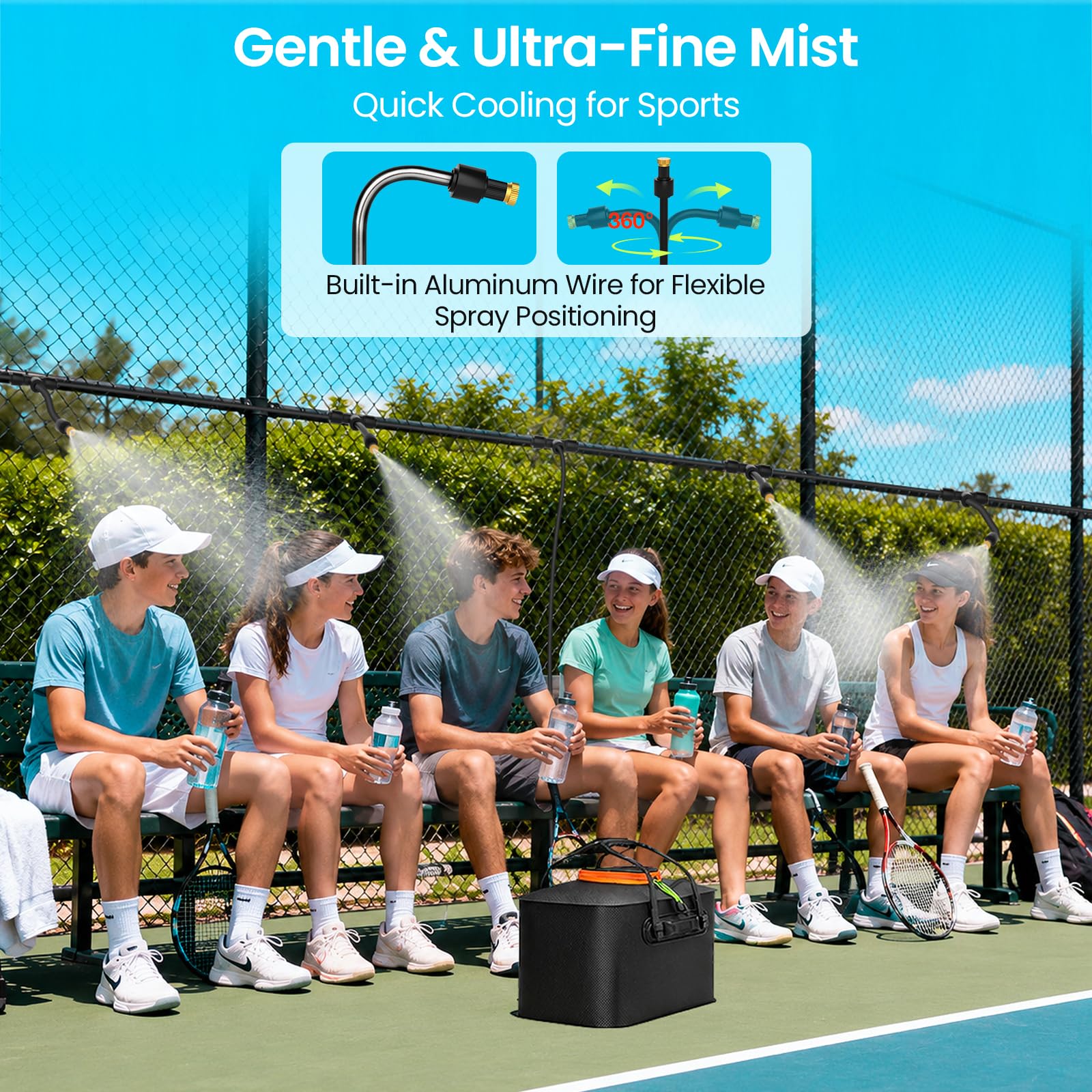User adjusting misting nozzles on MIXC system