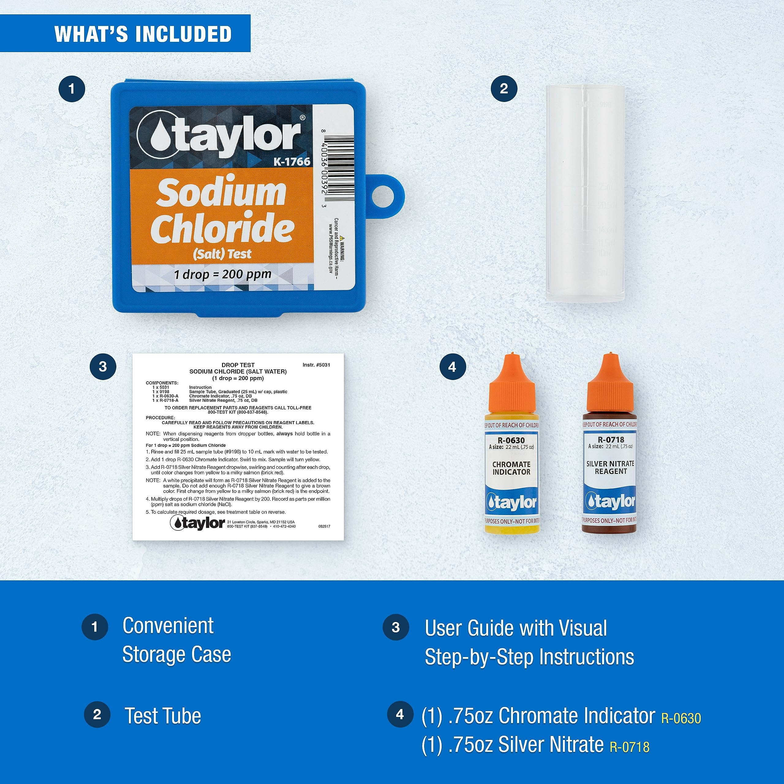 User demonstrating the Taylor K-1766 pool test kit in use