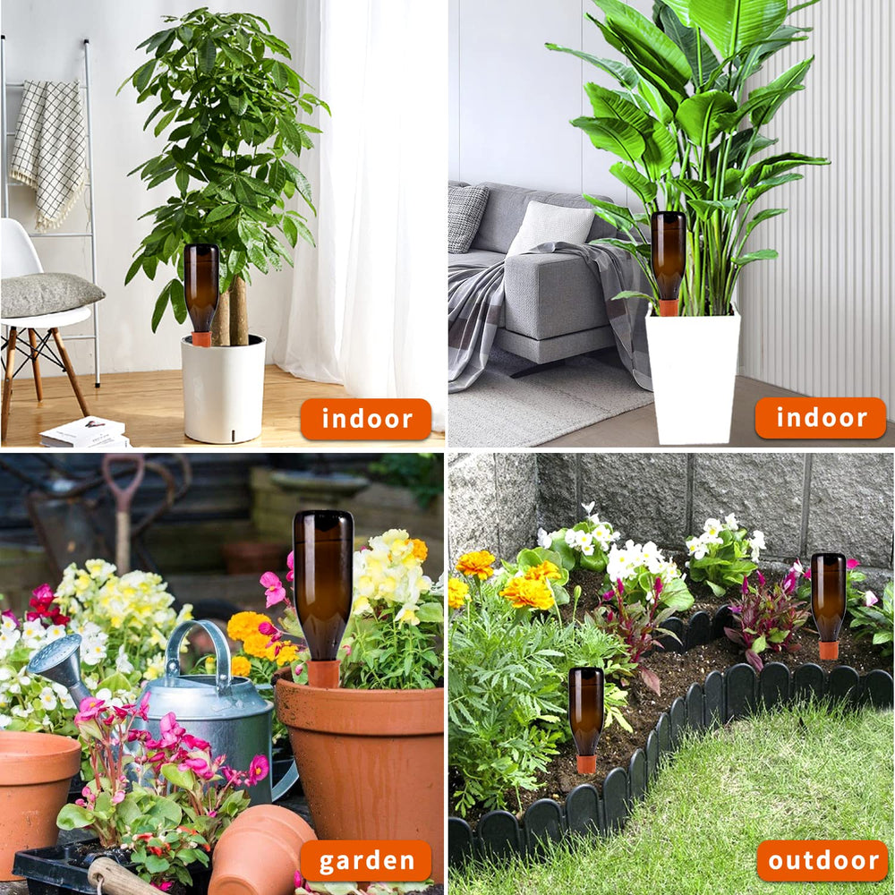 User inserting TKSCUSR self-watering stake into a plant pot