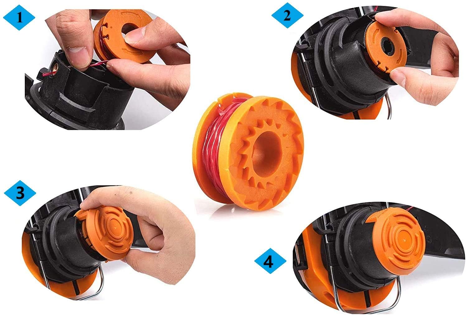 User installing WA0010 Trimmer Spool on Worx trimmer
