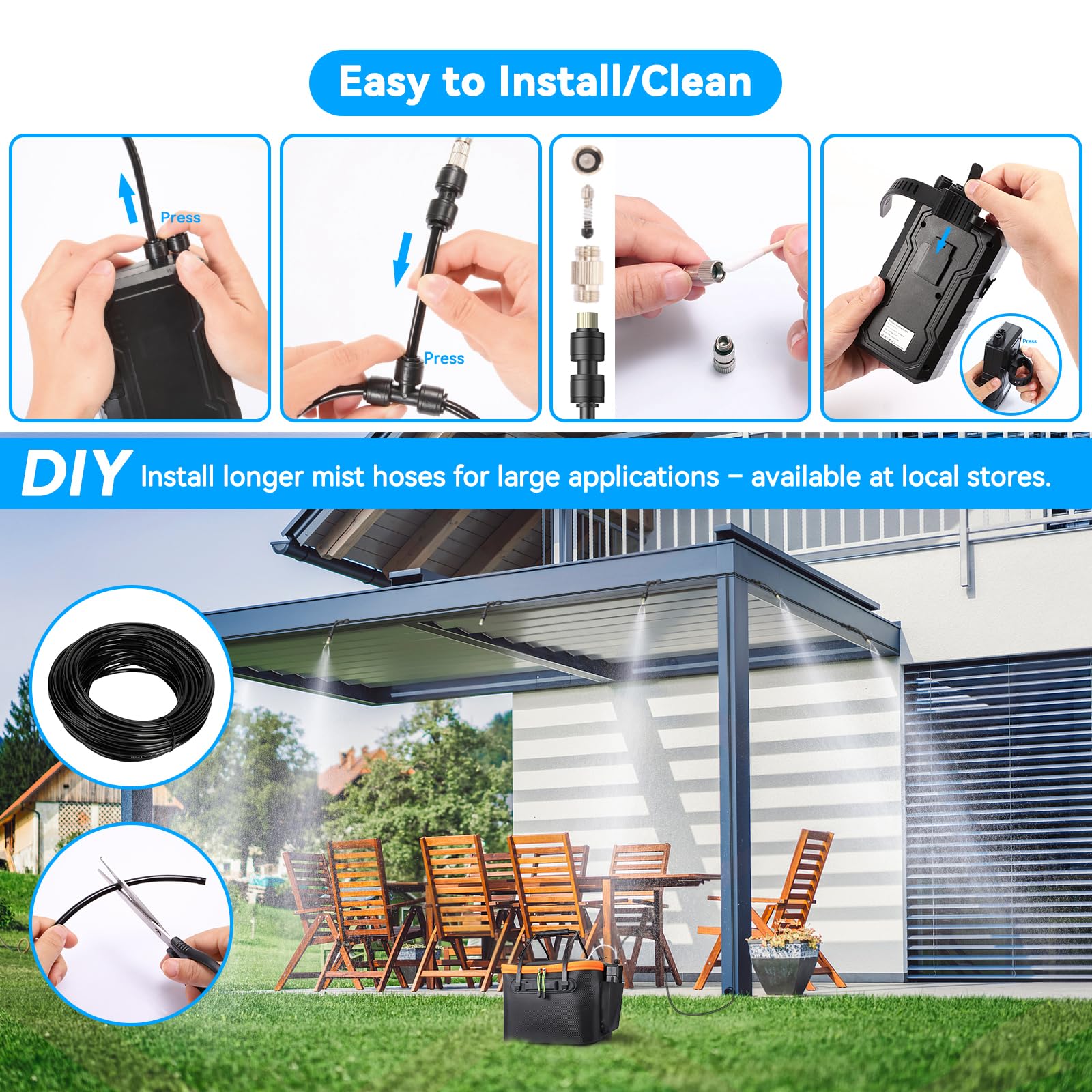 User manual and accessories for Ausic misting system