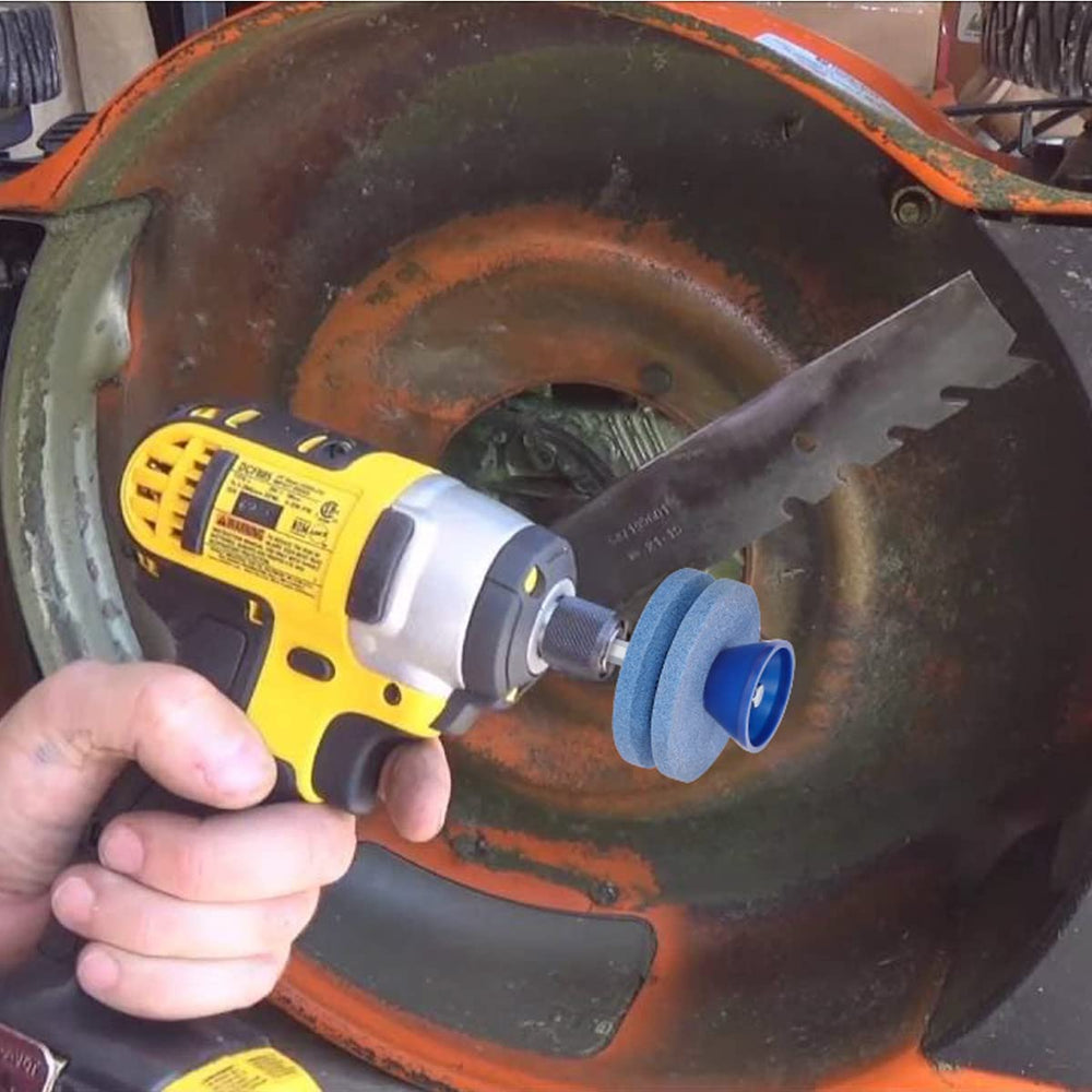 Using cenoz sharpener on lawn mower blade