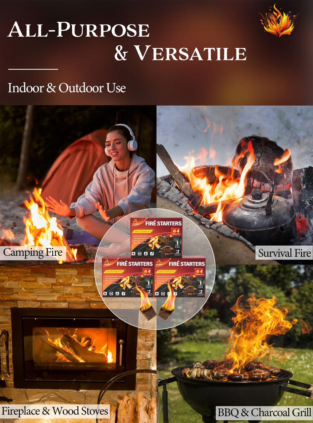 Using Nvkrvks Fire Starter Squares for camping fire