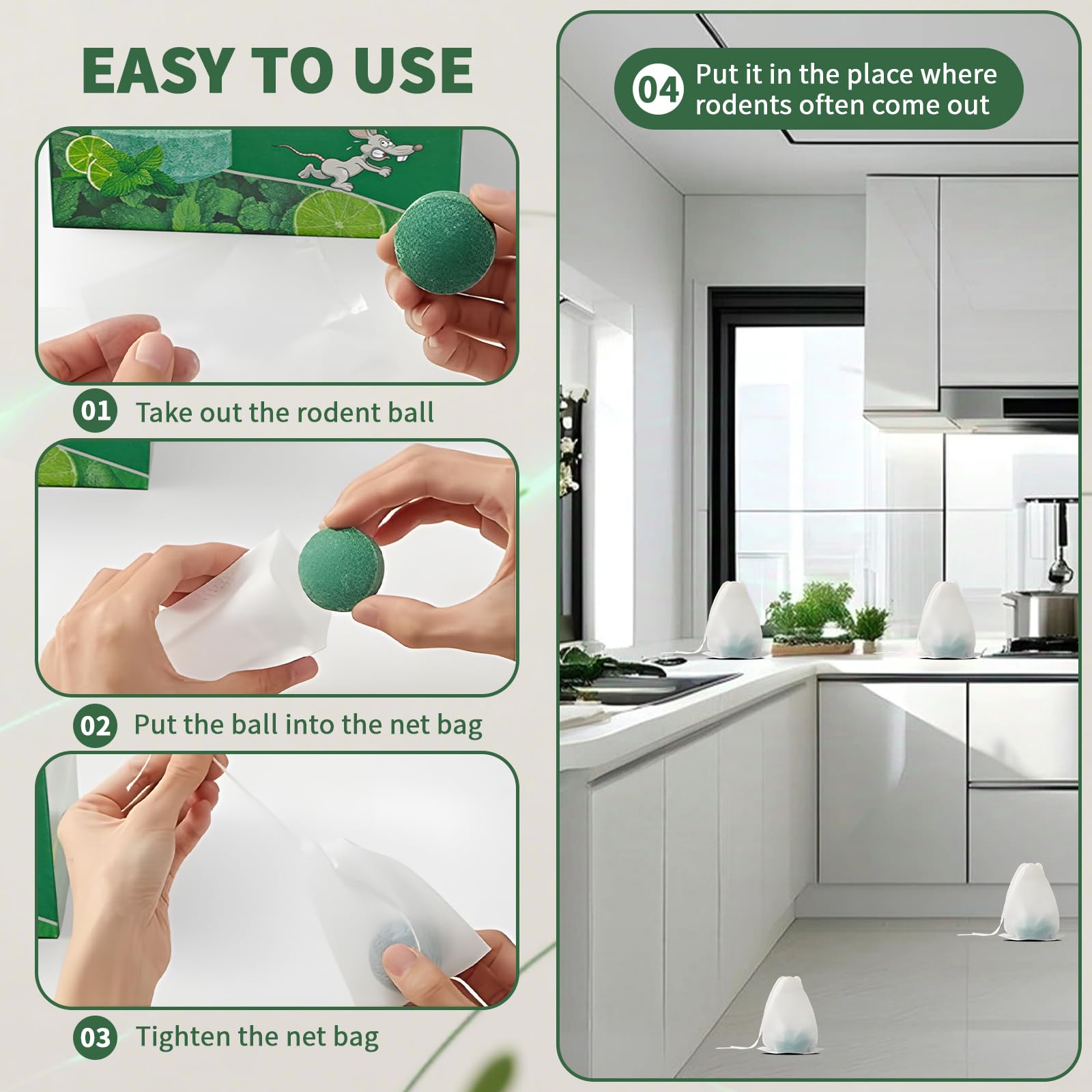 Using rodent repellent pellets in a home interior