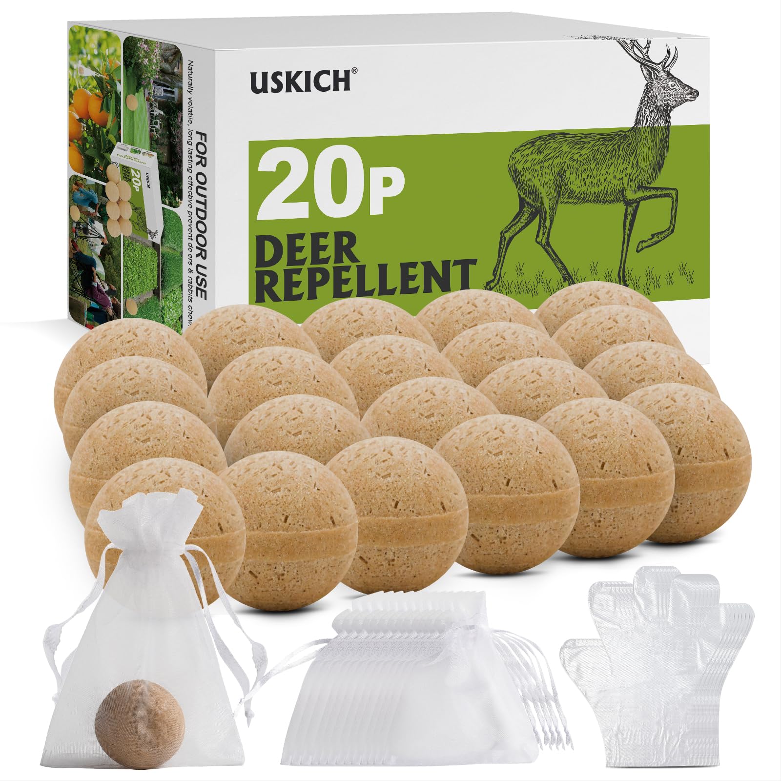 USKICH 20 Pack Deer Repellent balls with peppermint scent