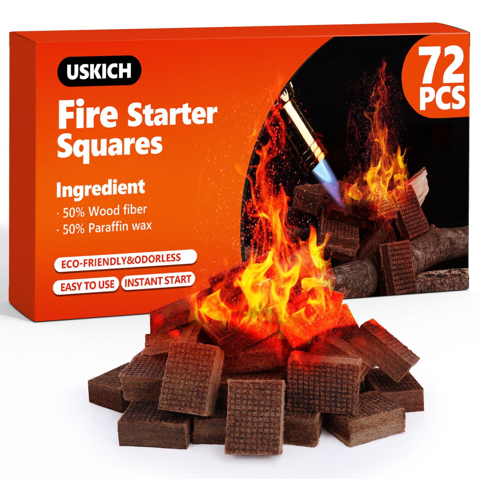 USKICH Fire Starter Squares 72Pcs pack front view