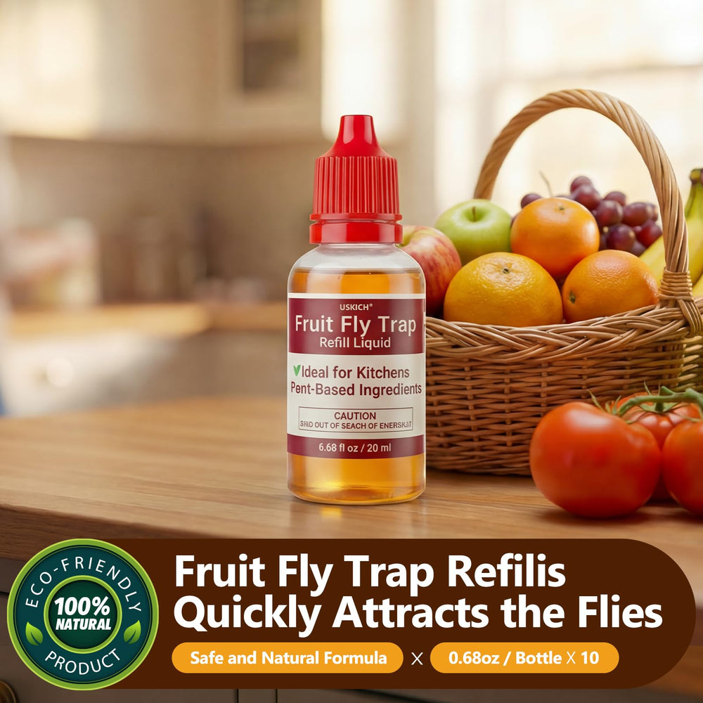 USKICH Fruit Fly Trap Refill Liquid in a fruit fly trap