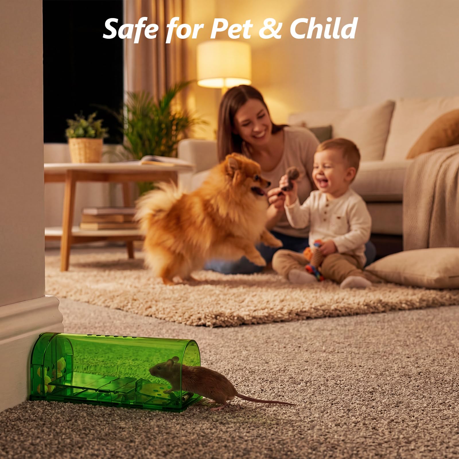 USKICH humane mouse trap clear cage in a kitchen setting