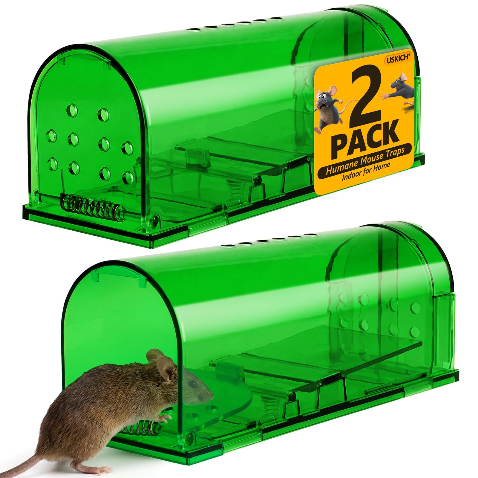 USKICH humane mouse trap clear capture cage front view
