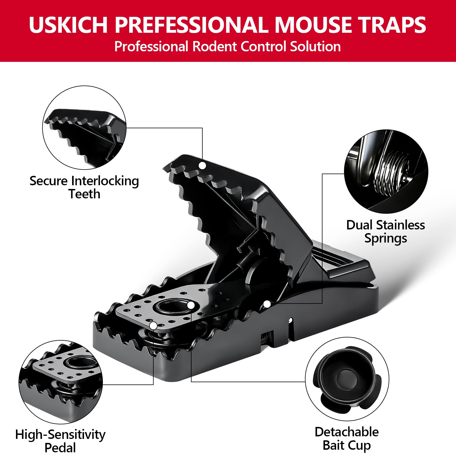USKICH mouse trap with bait cup loaded with peanut butter